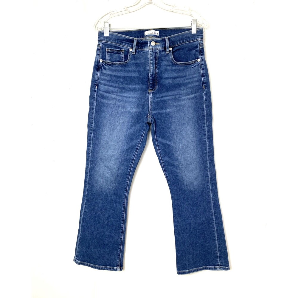 LOFT Made and Loved Boot Jeans 29 The Kick Crop Modern Blue Denim High Rise